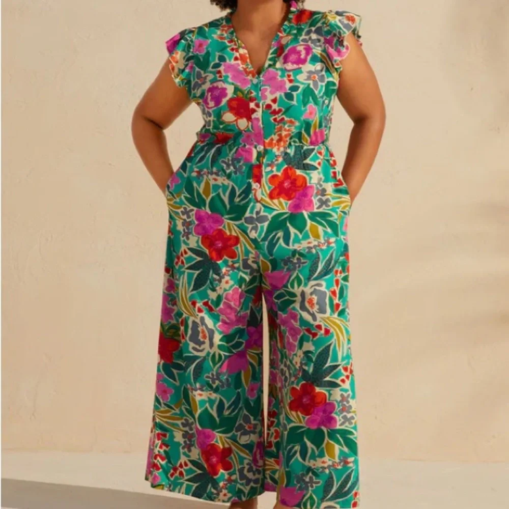 BloomChic Floral Jumpsuit - Pink, Orange, Green, Blue size 2X 18/20 NWT wide leg - Picture 10 of 10